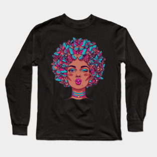 Butterfly Afro Diva Long Sleeve T-Shirt