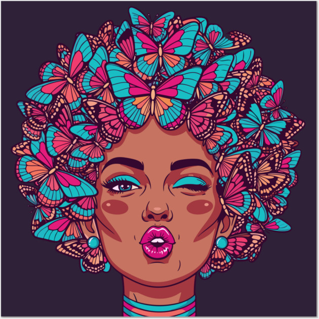 Butterfly Afro Diva Wall Art by enrynz