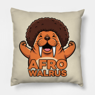 Funky Afro Walrus Pillow