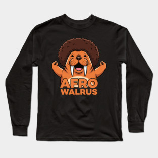 Funky Afro Walrus Long Sleeve T-Shirt
