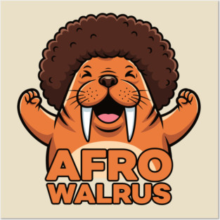 Funky Afro Walrus Posters and Art