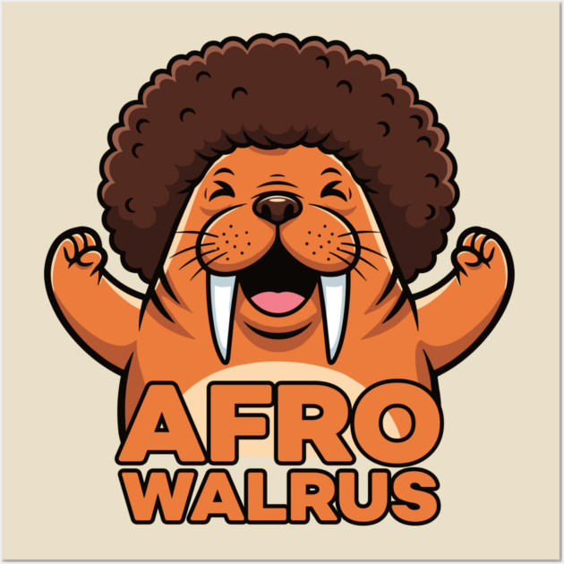 Funky Afro Walrus Wall Art by enrynz