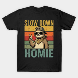 Slow Down Homie Sloth Funny Retro T-Shirt