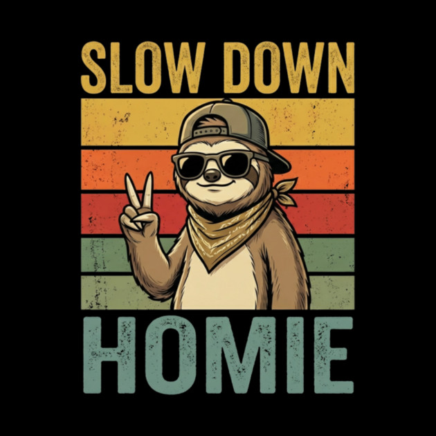 Slow Down Homie Sloth Funny Retro by ArtistTee ⭐⭐⭐⭐⭐