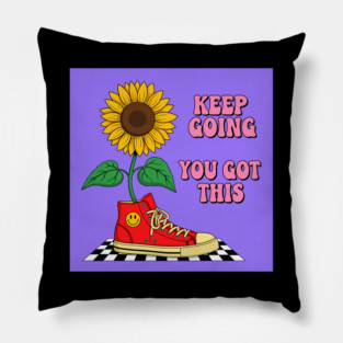 Sneaker Sunflower Motivation Pillow