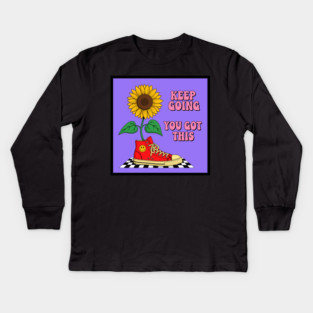 Sneaker Sunflower Motivation Kids Long Sleeve T-Shirt