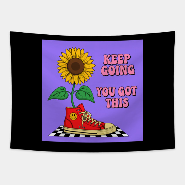 Sneaker Sunflower Motivation Tapestry by enrynz