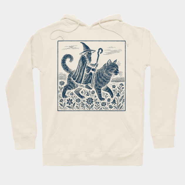 Wizard Cat Ride Fantasy Witchy Humor Hoodie by ArtistTee ⭐⭐⭐⭐⭐
