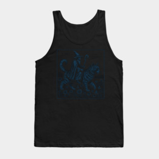 Wizard Cat Ride Fantasy Witchy Humor Tank Top