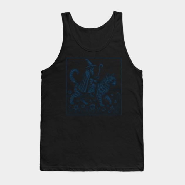 Wizard Cat Ride Fantasy Witchy Humor Tank Top by ArtistTee ⭐⭐⭐⭐⭐