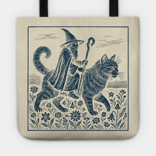 Wizard Cat Ride Fantasy Witchy Humor Tote by ArtistTee ⭐⭐⭐⭐⭐