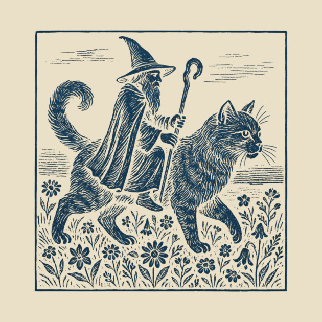 Wizard Cat Ride Fantasy Witchy Humor by ArtistTee ⭐⭐⭐⭐⭐