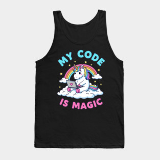 My Code Is Magic Cute Unicorn Coder! Tank Top
