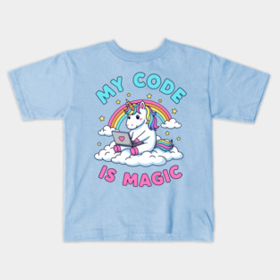 My Code Is Magic Cute Unicorn Coder! Kids T-Shirt