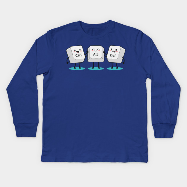 Cute Ctrl+Alt+Del Keys Kids Long Sleeve T-Shirt by enrynz