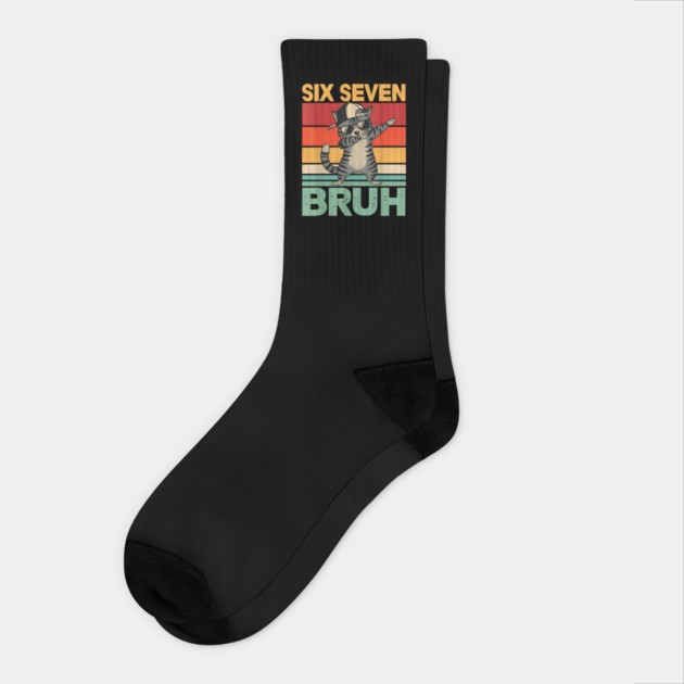 Six Seven Bruh Dabbing Cat Cool Cat Socks by ArtistTee ⭐⭐⭐⭐⭐