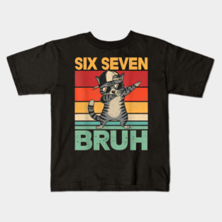 Six Seven Bruh Dabbing Cat Cool Cat Kids T-Shirt