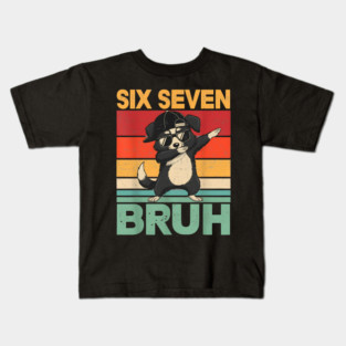 Six Seven Bruh Dog Dab Funny Animal Kids T-Shirt