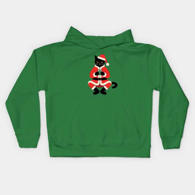Christmas Cat Kids Hoodie by CreativeSage