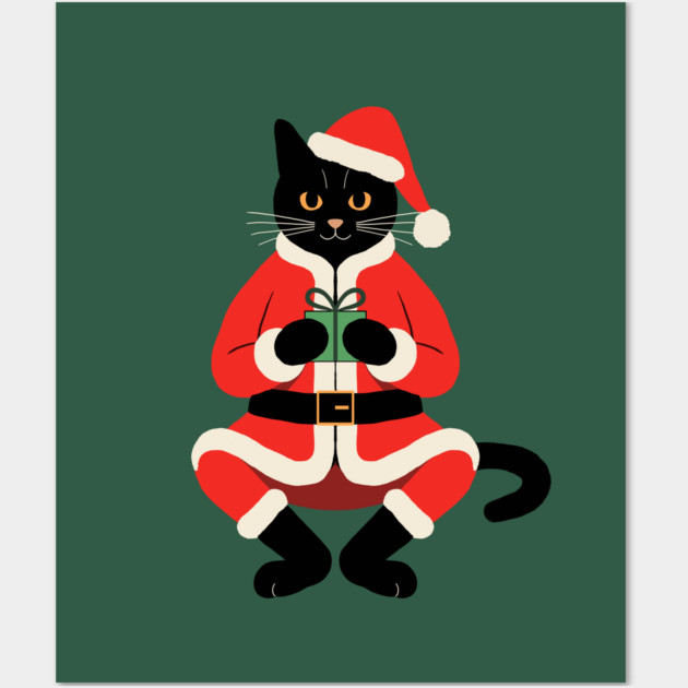 Christmas Cat Wall Art by CreativeSage