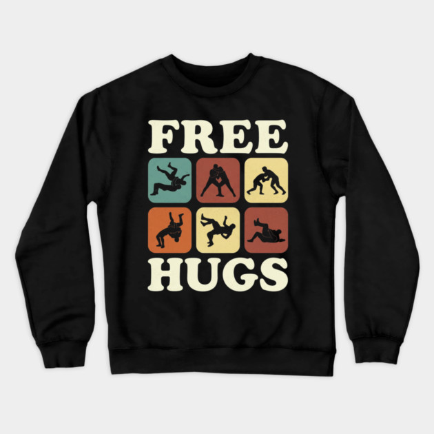 Free Hugs Wrestling Grappling Humor Crewneck Sweatshirt by ArtistTee ⭐⭐⭐⭐⭐