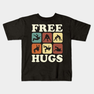 Free Hugs Wrestling Grappling Humor Kids T-Shirt