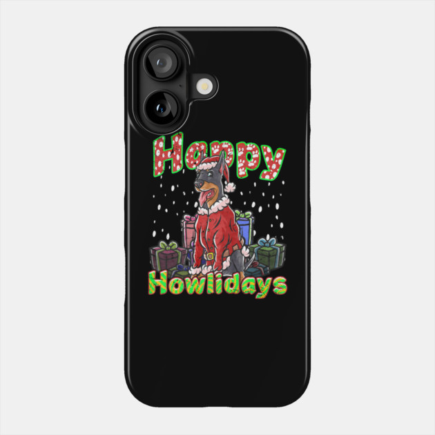Doberman Santa Claus Hat Merry Christmas Dog Phone Case by yangho