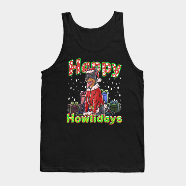 Doberman Santa Claus Hat Merry Christmas Dog Tank Top by yangho