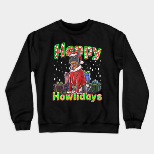 Doberman Santa Claus Hat Merry Christmas Dog Crewneck Sweatshirt