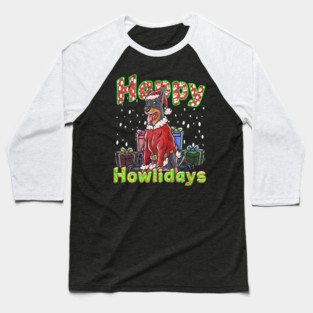 Doberman Santa Claus Hat Merry Christmas Dog Baseball T-Shirt