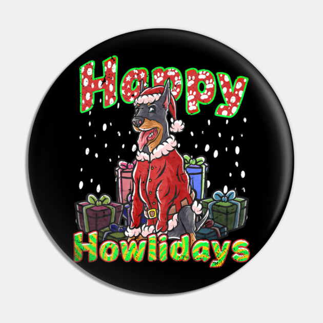 Doberman Santa Claus Hat Merry Christmas Dog Pin by yangho