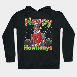 Doberman Santa Claus Hat Merry Christmas Dog Hoodie