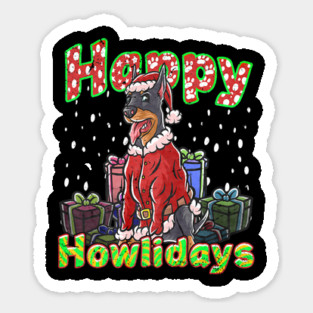 Doberman Santa Claus Hat Merry Christmas Dog Sticker
