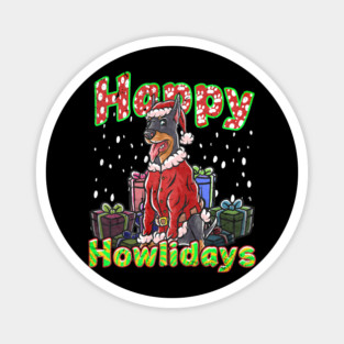 Doberman Santa Claus Hat Merry Christmas Dog Magnet