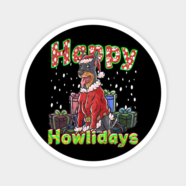 Doberman Santa Claus Hat Merry Christmas Dog Magnet by yangho