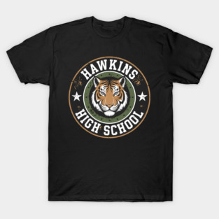HAWKINS HIGH SCHOOL - BLACK TIGER LOGO T-Shirt