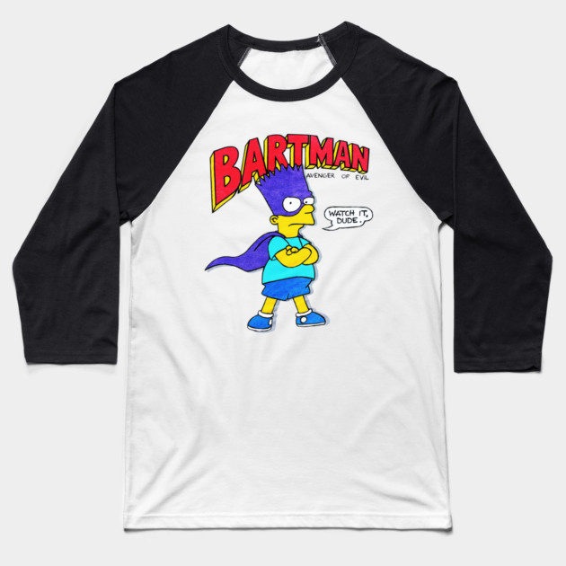 90s Cartoon - Bartman Baseball T-Shirt by nicklower
