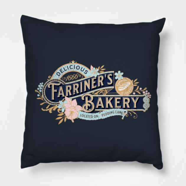 Farriner’s Bakery Vintage Pudding Lane Great London Fire 1666 Pillow by Yesteeyear