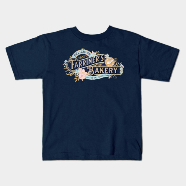 Farriner’s Bakery Vintage Pudding Lane Great London Fire 1666 Kids T-Shirt by Yesteeyear