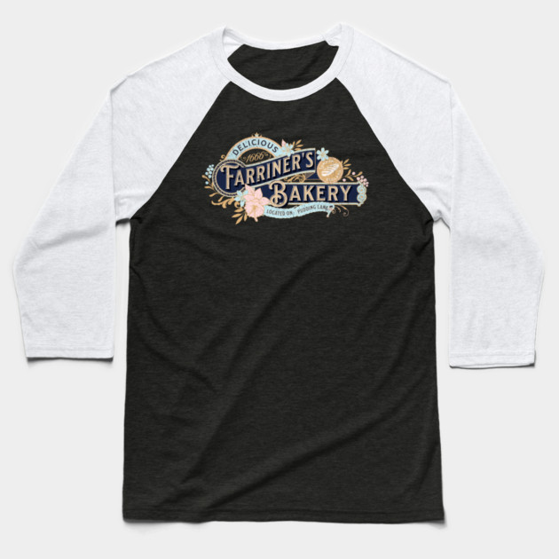 Farriner’s Bakery Vintage Pudding Lane Great London Fire 1666 Baseball T-Shirt by Yesteeyear