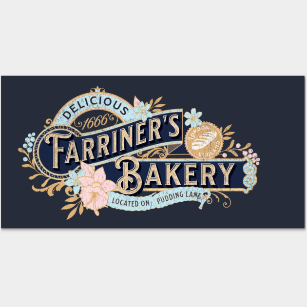 Farriner’s Bakery Vintage Pudding Lane Great London Fire 1666 Wall Art by Yesteeyear