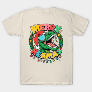 Merry Rexmas Dinosaur Santa Christmas Boys T-Shirt