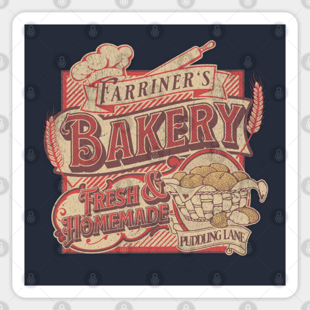 Farriner’s Bakery Vintage Pudding Lane Retro London Art Sticker by Yesteeyear