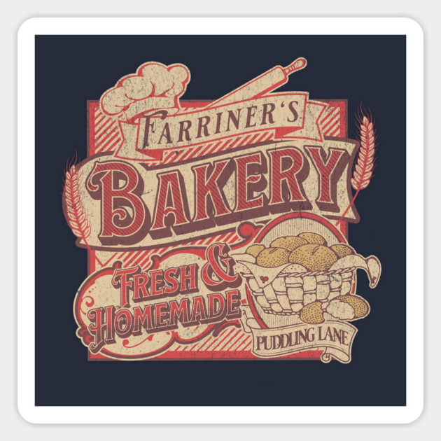 Farriner’s Bakery Vintage Pudding Lane Retro London Art Magnet by Yesteeyear