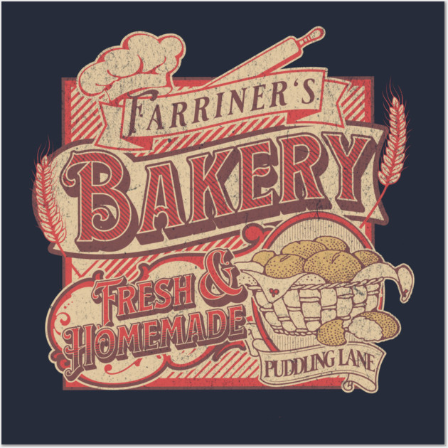 Farriner’s Bakery Vintage Pudding Lane Retro London Art Wall Art by Yesteeyear