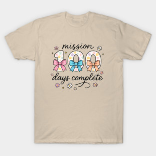 Mission 100 Days Complete Floral Milestone Celebration T-Shirt