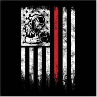 Welder American Flag Patriotic Usa Metal Worker Posters and Art