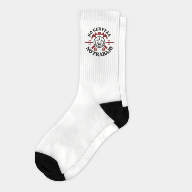No Cerveza No Trabajo Drinking Humor Socks by Anticorporati