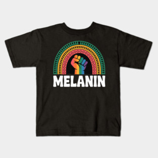 Melanin Pride Rainbow Women African Black History Month Kids T-Shirt