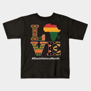 LOVE Black History Month Africa Map Black Women Afro Queen Kids T-Shirt